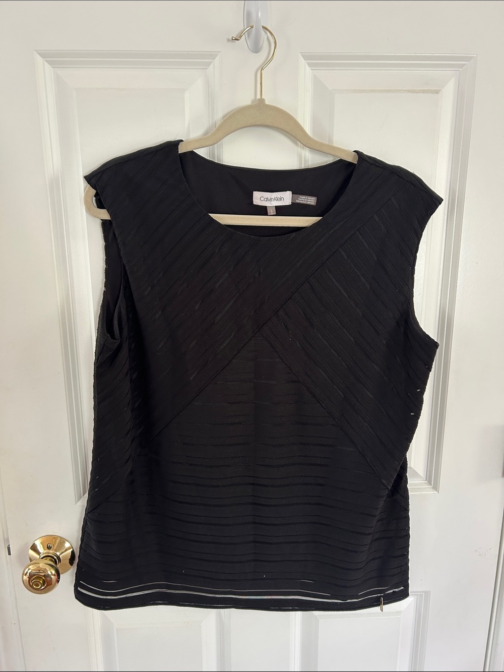Calvin Klein Black Textured Sleeveless Shell Top